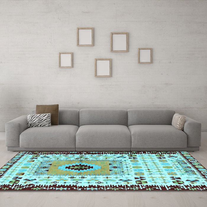 Machine Washable Abstract Light Blue Modern Rug in a Living Room, wshabs4824lblu