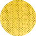 Round Machine Washable Abstract Yellow Modern Rug, wshabs4825yw