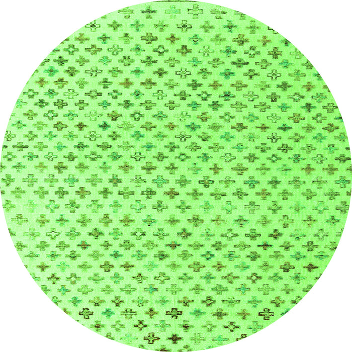 Round Machine Washable Abstract Green Modern Area Rugs, wshabs4825grn