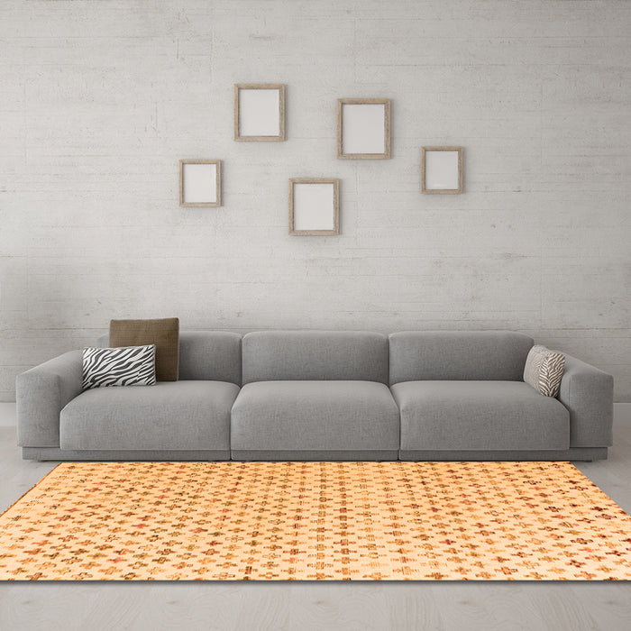 Machine Washable Abstract Orange Modern Area Rugs in a Living Room, wshabs4825org