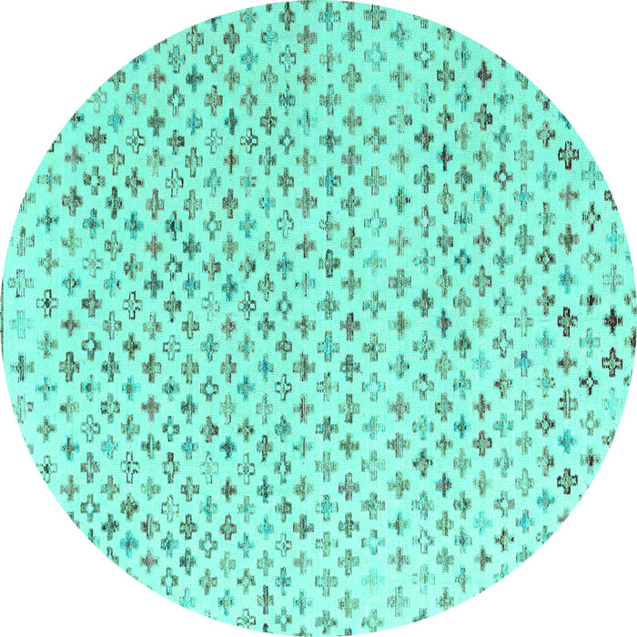 Round Abstract Turquoise Modern Rug, abs4825turq