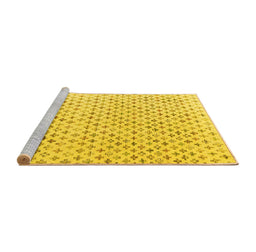 Sideview of Machine Washable Abstract Yellow Modern Rug, wshabs4825yw