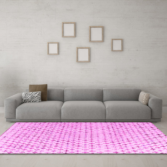 Machine Washable Abstract Pink Modern Rug in a Living Room, wshabs4825pnk