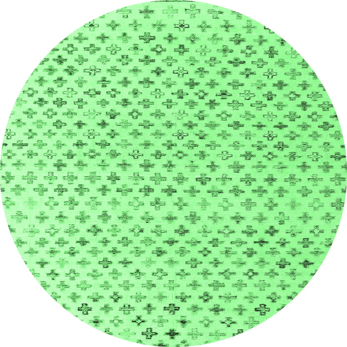 Round Machine Washable Abstract Emerald Green Modern Area Rugs, wshabs4825emgrn