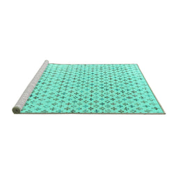 Sideview of Machine Washable Abstract Turquoise Modern Area Rugs, wshabs4825turq