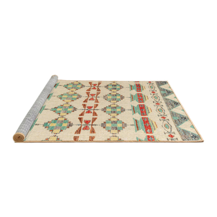 Sideview of Machine Washable Abstract Khaki Gold Rug, wshabs4826
