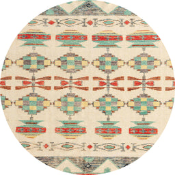 Round Abstract Khaki Gold Modern Rug, abs4826