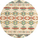 Round Abstract Khaki Gold Modern Rug, abs4826