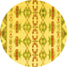 Round Machine Washable Abstract Yellow Modern Rug, wshabs4826yw