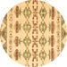 Round Abstract Brown Modern Rug, abs4826brn