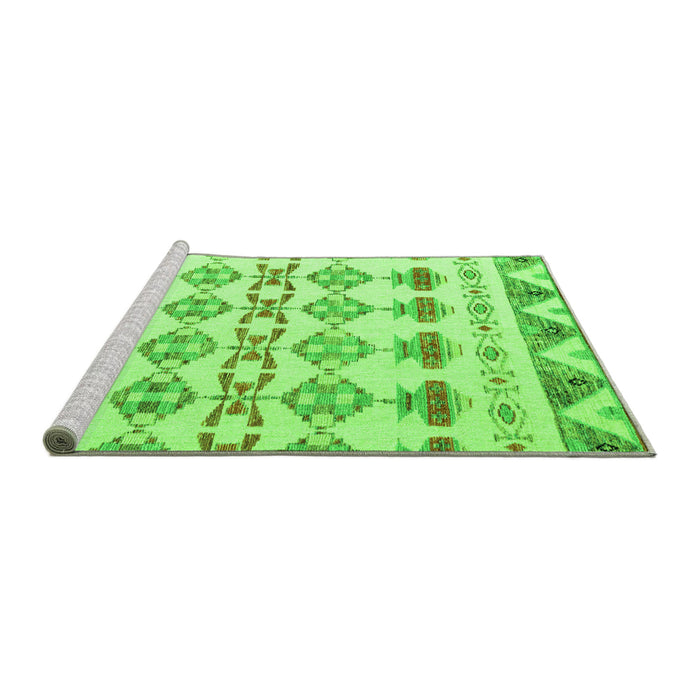 Sideview of Machine Washable Abstract Green Modern Area Rugs, wshabs4826grn
