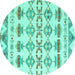 Round Machine Washable Abstract Turquoise Modern Area Rugs, wshabs4826turq