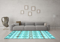 Machine Washable Abstract Light Blue Modern Rug, wshabs4826lblu