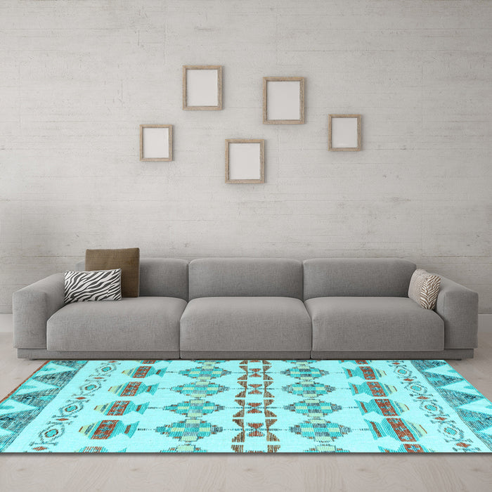 Machine Washable Abstract Light Blue Modern Rug in a Living Room, wshabs4826lblu