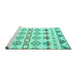 Sideview of Machine Washable Abstract Turquoise Modern Area Rugs, wshabs4826turq