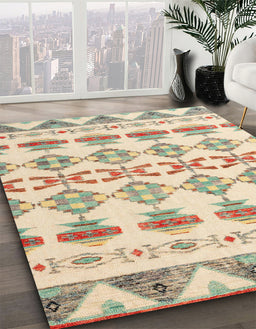 Machine Washable Abstract Khaki Gold Rug in a Family Room, wshabs4826