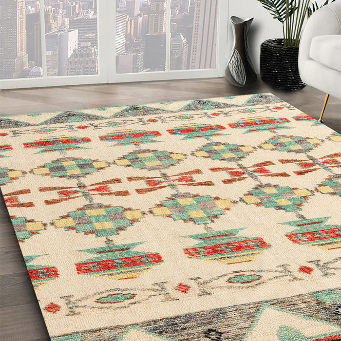 Machine Washable Abstract Khaki Gold Rug in a Family Room, wshabs4826