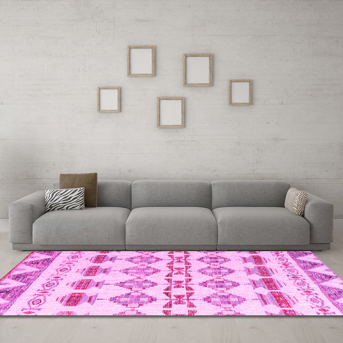 Machine Washable Abstract Pink Modern Rug in a Living Room, wshabs4826pnk