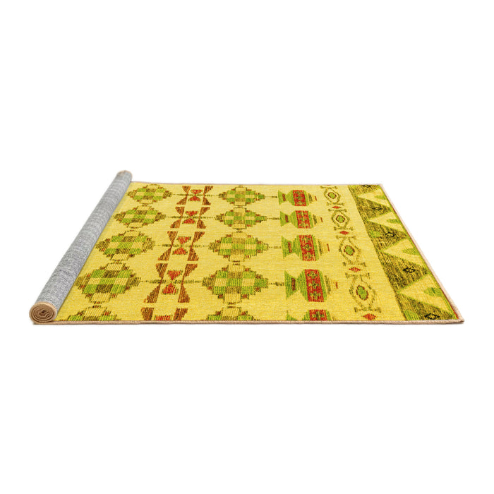 Sideview of Machine Washable Abstract Yellow Modern Rug, wshabs4826yw