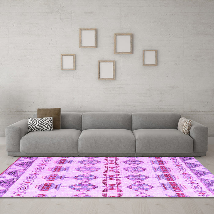 Machine Washable Abstract Purple Modern Area Rugs in a Living Room, wshabs4826pur
