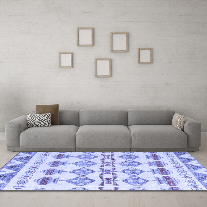 Machine Washable Abstract Blue Modern Rug in a Living Room, wshabs4826blu