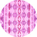 Round Machine Washable Abstract Pink Modern Rug, wshabs4826pnk