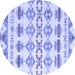 Round Abstract Blue Modern Rug, abs4826blu