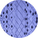 Round Abstract Blue Modern Rug, abs4827blu