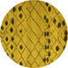 Round Machine Washable Abstract Yellow Modern Rug, wshabs4827yw