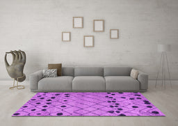 Machine Washable Abstract Purple Modern Area Rugs in a Living Room, wshabs4827pur