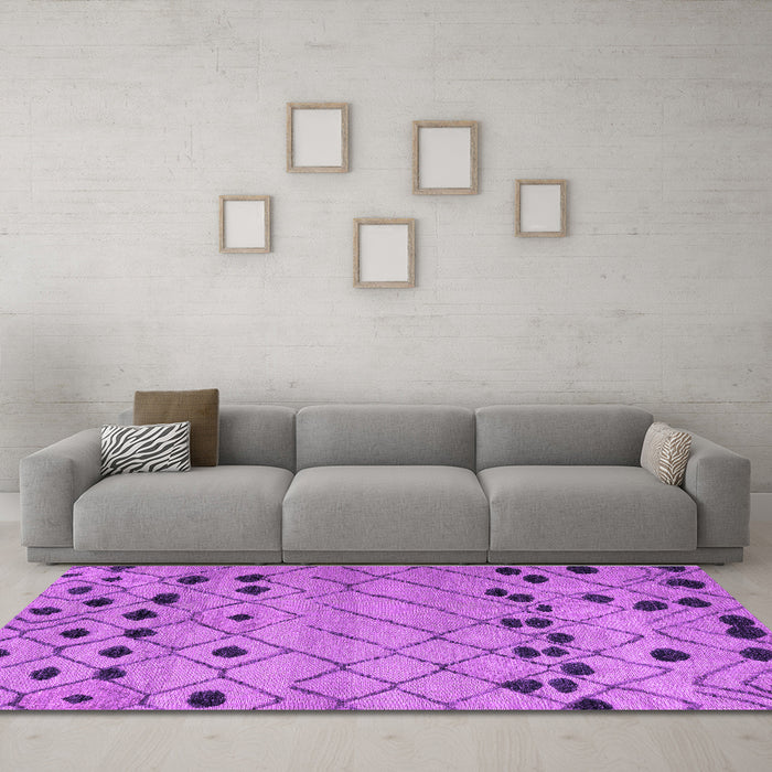 Machine Washable Abstract Purple Modern Area Rugs in a Living Room, wshabs4827pur
