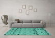 Machine Washable Abstract Turquoise Modern Area Rugs in a Living Room,, wshabs4827turq