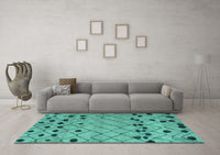 Machine Washable Abstract Turquoise Modern Rug, wshabs4827turq