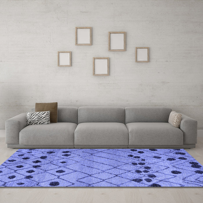 Machine Washable Abstract Blue Modern Rug in a Living Room, wshabs4827blu