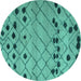 Round Abstract Turquoise Modern Rug, abs4827turq