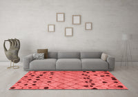 Machine Washable Abstract Red Modern Rug, wshabs4827red