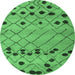 Round Abstract Emerald Green Modern Rug, abs4827emgrn