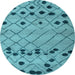 Round Abstract Light Blue Modern Rug, abs4827lblu