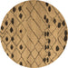 Round Abstract Brown Modern Rug, abs4827brn