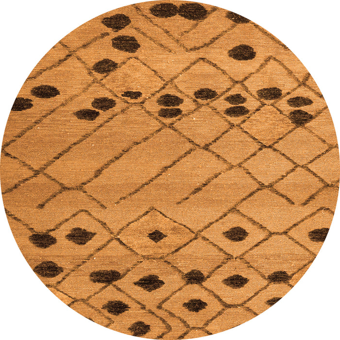 Round Abstract Orange Modern Rug, abs4827org