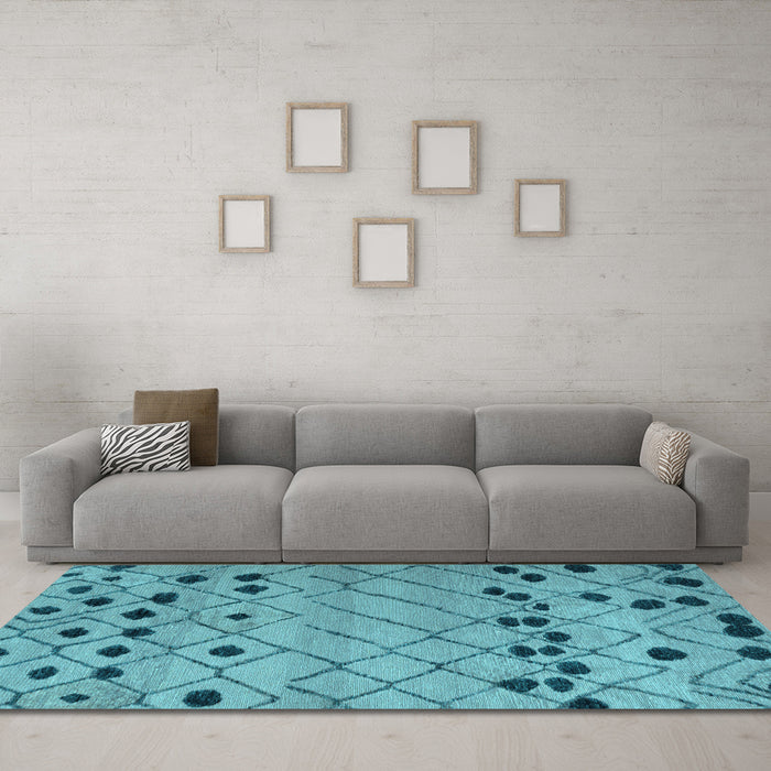 Machine Washable Abstract Light Blue Modern Rug in a Living Room, wshabs4827lblu