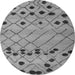 Round Machine Washable Abstract Gray Modern Rug, wshabs4827gry