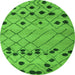 Round Abstract Green Modern Rug, abs4827grn