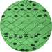 Round Machine Washable Abstract Emerald Green Modern Area Rugs, wshabs4827emgrn