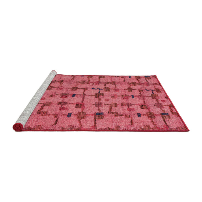 Sideview of Machine Washable Abstract Red Rug, wshabs4828