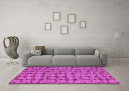 Machine Washable Abstract Purple Modern Area Rugs in a Living Room, wshabs4828pur
