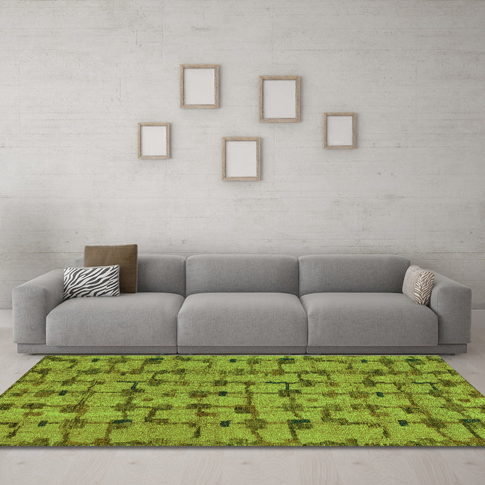 Machine Washable Abstract Green Modern Area Rugs in a Living Room,, wshabs4828grn
