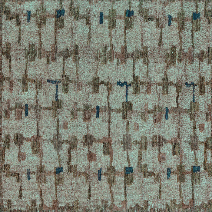 Square Machine Washable Abstract Turquoise Modern Area Rugs, wshabs4828turq