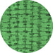 Round Abstract Emerald Green Modern Rug, abs4828emgrn