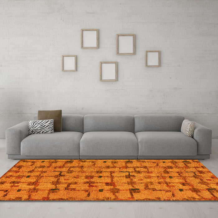 Machine Washable Abstract Yellow Modern Rug in a Living Room, wshabs4828yw